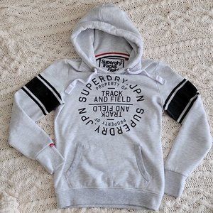 Superdry Womens White hoodie Pullover  Sweatshirt Sz S